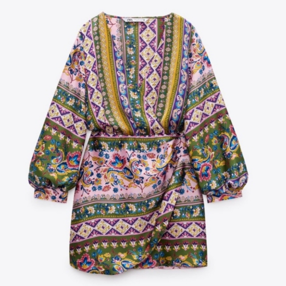 Zara Multicolor Patterned Mini Dress - Picture 8 of 11